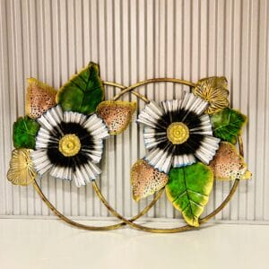 Metallic Wall Art Frame – Handcrafted Floral Brass Design Wall Decor