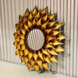 Metallic Wall Art Frame 15 – Handmade Brass Sunburst 3D Wall Mirror for Modern Home Decoration